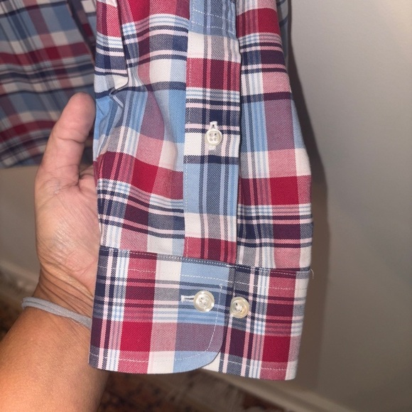 Brooks Brothers XXL Red White Blue Plaid Regent Collared Long Sleeve Shirt - Picture 4 of 7